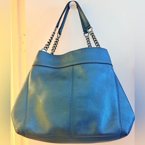 Coach Lexy- Peacock Teal Metallic Shoulder Bag - Picture 2 of 9